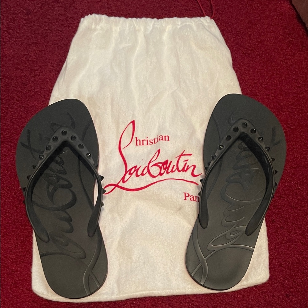 Christian Louboutin Black Studded Sandals -Lightly worn